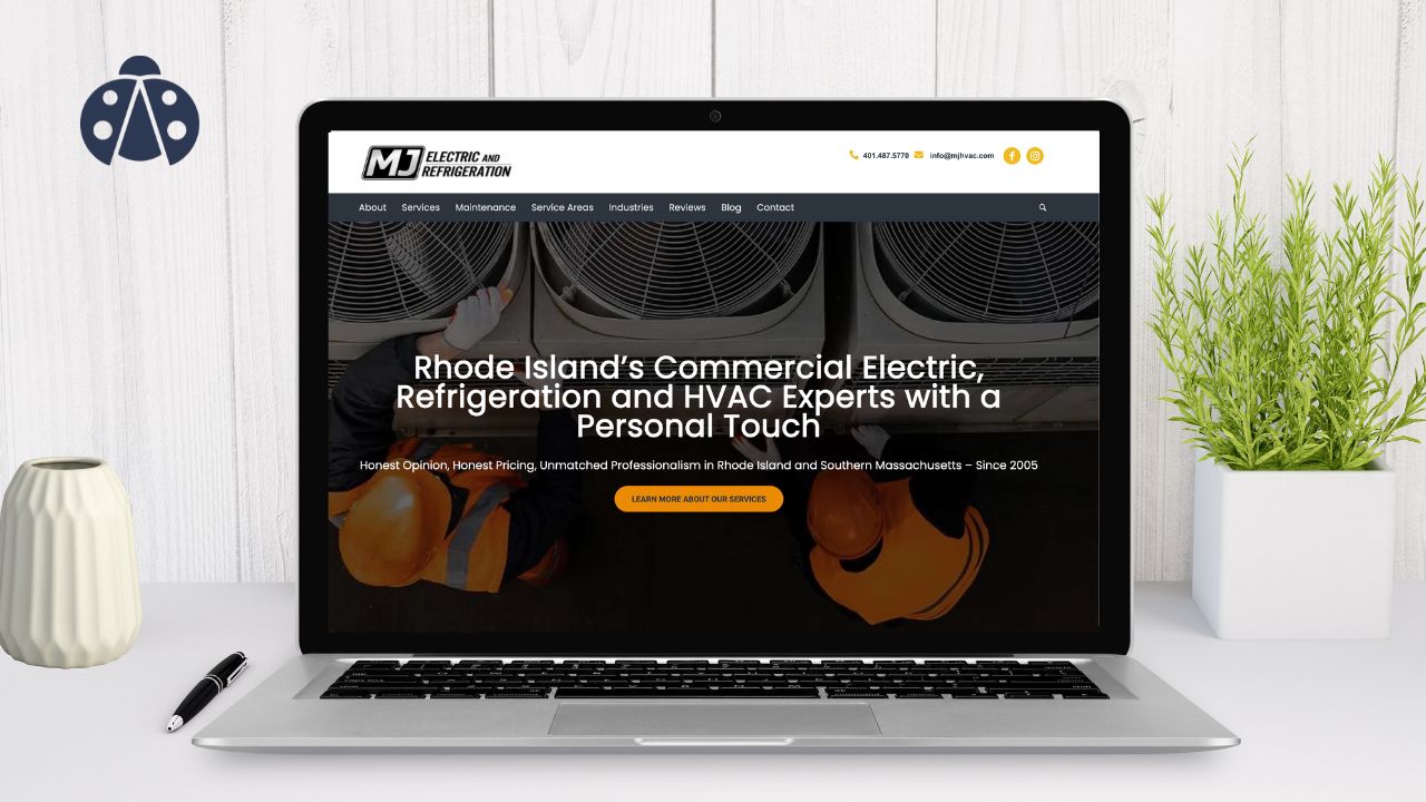 Commercial refrigeration and HVAC service website design example.