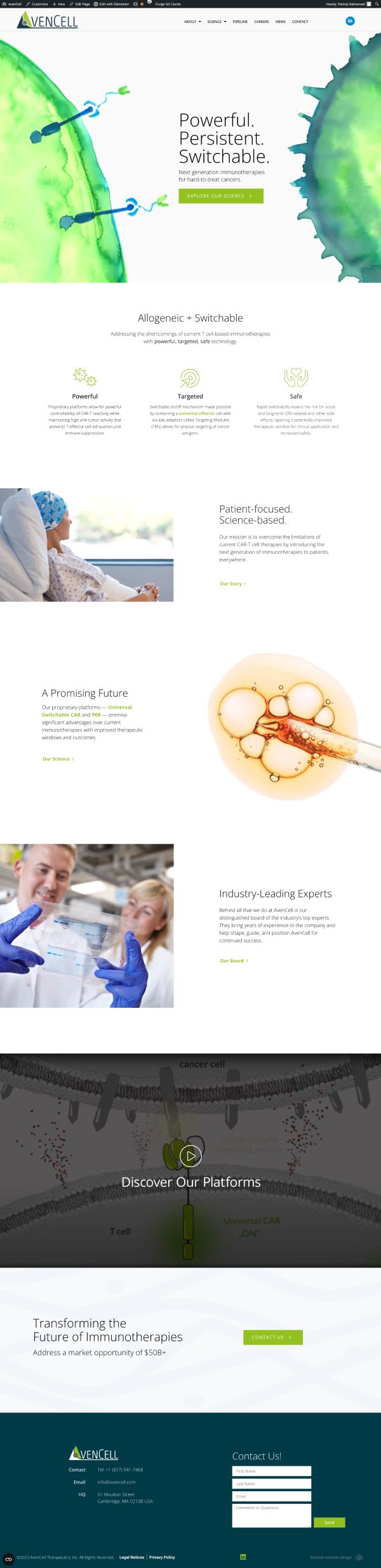 AvenCell-Clinical-Stage-Immunotherapy-Biopharma-WebsiteDesigns-Scroll-example