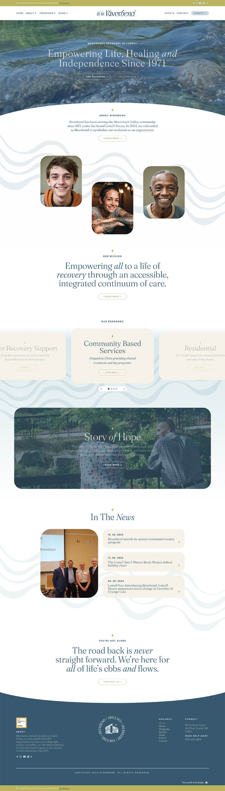 Website Design for Recovery Nonprofit Scrolling Website Image